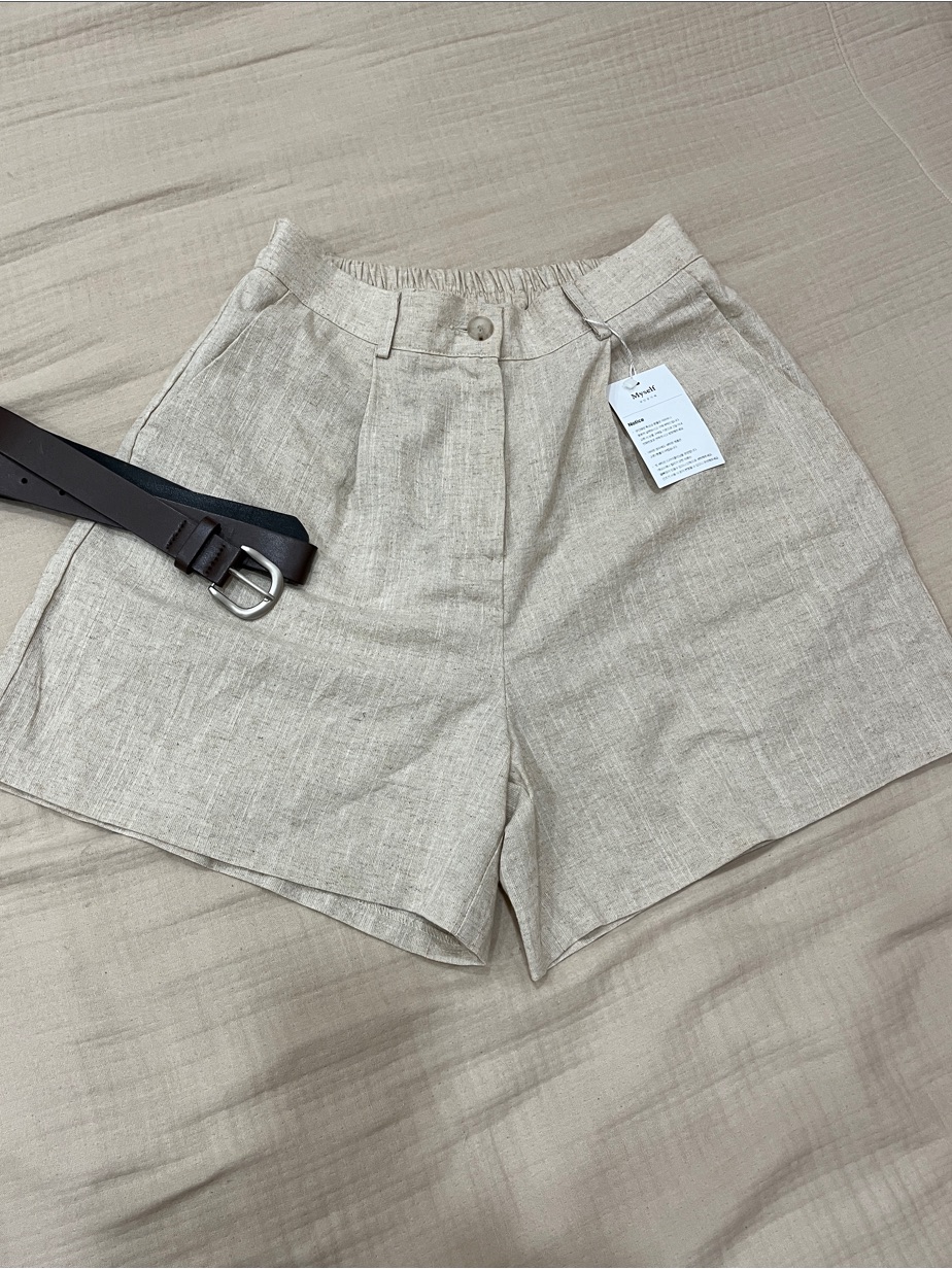 Women's Sand Linen-Blend Shorts In